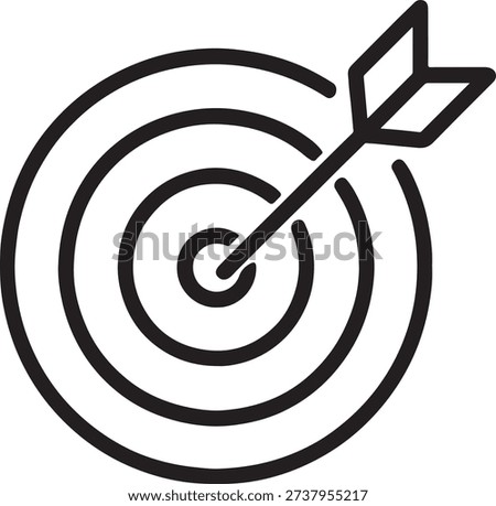 Dartboard with arrow hitting center target for marketing strategy and goal