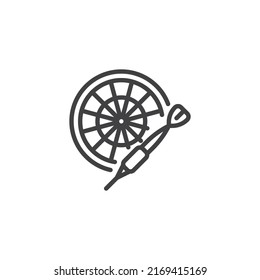Dartboard arrow line icon. linear style sign for mobile concept and web design. Darts game outline vector icon. Symbol, logo illustration. Vector graphics