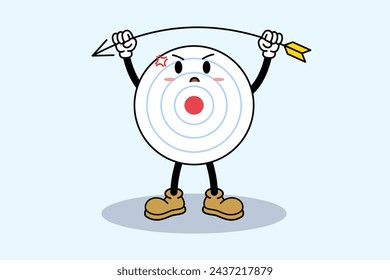 dartboard character with annoyed angry miss target for finance marketing business company