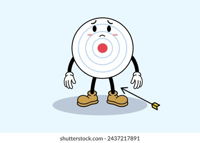 dartboard character with miss target and sad scene for finance marketing business company