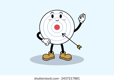 dartboard character with on target great shoot scene for finance marketing business company