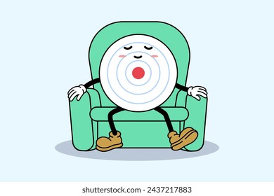 dartboard character with relax and target achieved for finance marketing business company