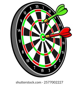 dartboard with dart cartoon illustration