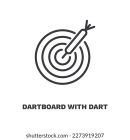 tablero con icono dardo. Cartón de línea delgada con icono de dardo de la colección de deportes y juegos. Vector de contorno aislado en fondo blanco. El tablero de dartboard editable con símbolo dardo se puede usar web y móvil