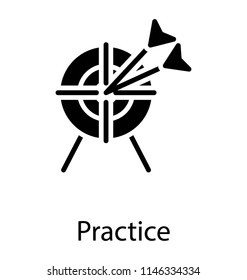 Dartboard with dart, practice glyph design icon