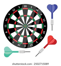 Dartboard con Ilustración vectorial de dardos