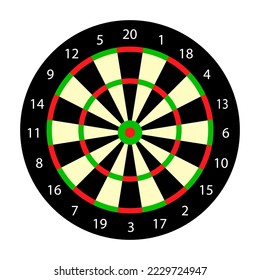 Dartboard for darts game isolated on white background. Vector illustration.