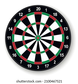 Dartboard for darts game. Isolated vector illustration on white background.