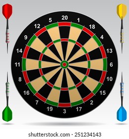 Dartboard with darts. Vector Illustration