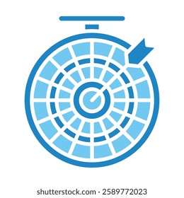 Dartboard dual tone blue color, mini illustration icon. use for modern concept, print, UI, UX kit, web and app development. Vector EPS 10, related to entertainment, festival, funfair and hobbies.