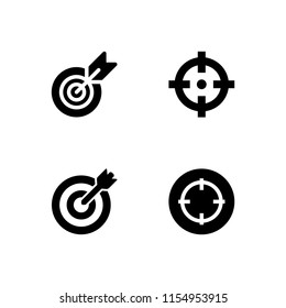 dartboard icon. 4 dartboard set with target vector icons for web and mobile app