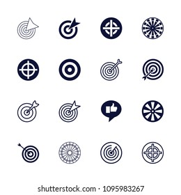 Dartboard icon. collection of 16 dartboard filled and outline icons such as target, dart. editable dartboard icons for web and mobile.