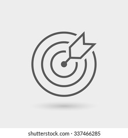 dartboard icon isolated, thin line, black color with shadow