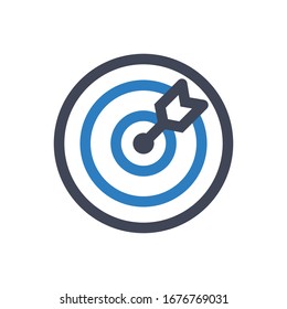 Dartboard-Symbol auf weißem Hintergrund