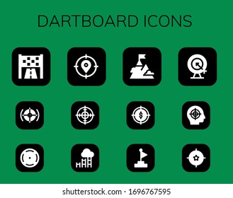 dartboard icon set. 12 filled dartboard icons. Included Goal, Target, Focus icons