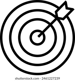Dartboard-Symbol. Dünnes lineares Design isoliert auf weißem Hintergrund