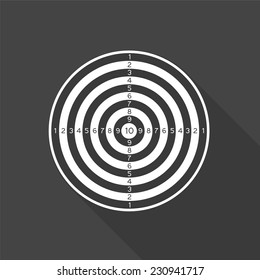 dartboard icon - vector illustration with long shadow isolated on gray 