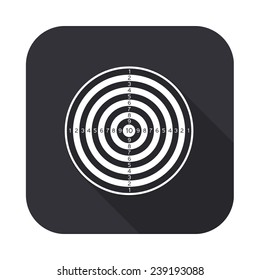 dartboard icon - vector illustration with long shadow isolated on gray