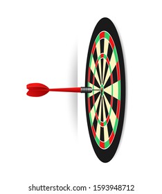 Dartboard illustration - dart game target with accurate shot - isolated vector object