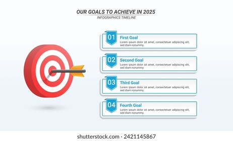 Dartboard Infographic With 4 Goal Options for Business Plans, Goals, Targets, and Website Design.
