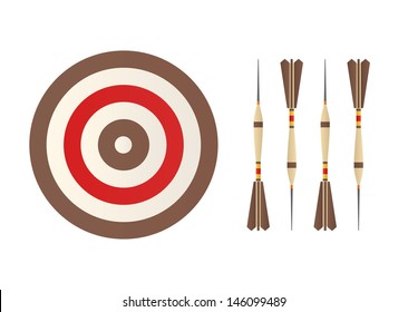 Dartboard isolated on white. Vector illustration.