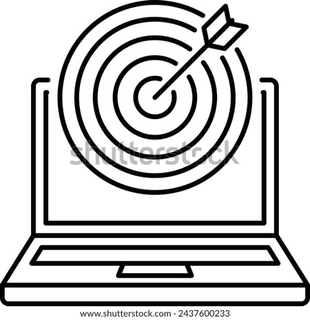 Dartboard and Laptop Symbolized Hit the Target concept, aims tech and ecommerce vector design, Boosting productivity abilities Symbol, business motivation Sign, Enterprise impetus stock illustration