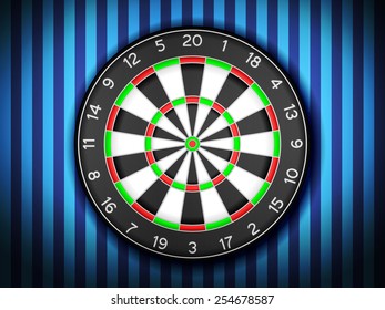 Dartboard on a blue wall background.