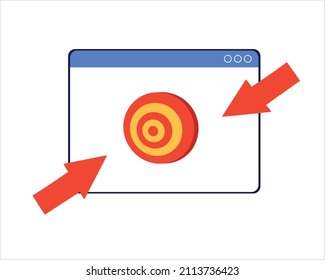 A dartboard on the screen of a digital tablet. Arrows point to darts
