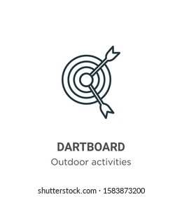 Dartboard outline vector icon. Thin line black dartboard icon, flat vector simple element illustration from editable outdoor activities concept isolated on white background