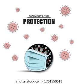 Dartboard with a protection mask and cells coronavirus. Stop covid-19 outbreak. Caution risk disease 2019-nCoV. Cancellation of sports tournaments. Pattern design. Vector illustration