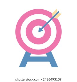 Dartboard, target, aim, objective flat style vector, editable icon