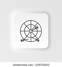 Icono vectorial de estilo neumórfico de tablero, objetivo, círculo. Estilo de neutralismo. Icono vectorial de estilo neumórfico del círculo diana del tablero. Estilo de neumorfismo sobre fondo blanco.