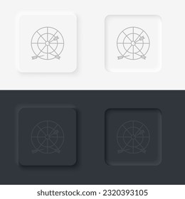 Dartboard target circle. Neumorphic style button line icon