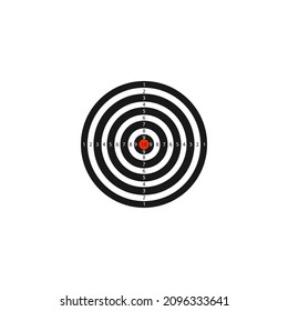 Dartboard and target shooting on white background