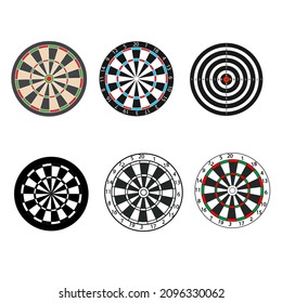 Dartboard And Target Shooting Set On White Background