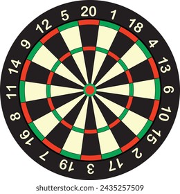 Dartboard vector against a blue background. Darts is a competitive sport in which players throw darts at a dartboard.