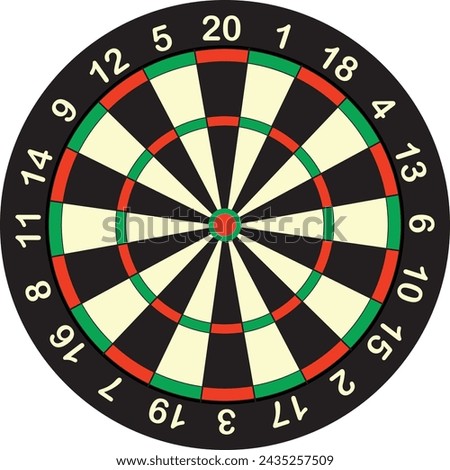 Dartboard vector against a blue background. Darts is a competitive sport in which players throw darts at a dartboard.