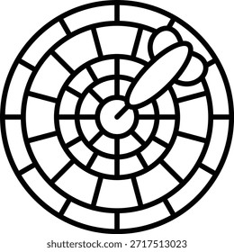 Dartboard-Vektorsymbol. Kann für Druck-, Mobil- und Web-Anwendungen verwendet werden.