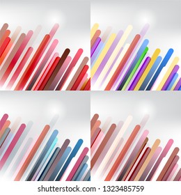 darted up overlaps geometric abstract background, 4 color set, space wallpaper, technology digital web flat vector design