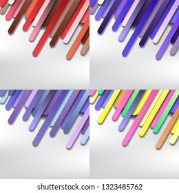 darted overlaps geometric abstract background, 4 color set, space wallpaper, technology digital web flat vector design