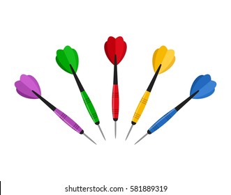 Darts arrow in flat style isolated on white background. Vector Illustration