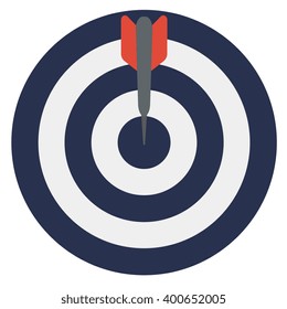Darts arrows in the target center