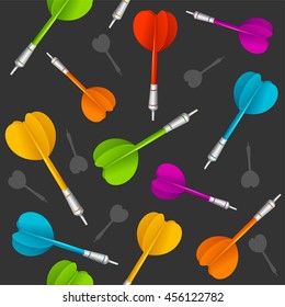 Darts Background Pattern Seamless on Black. Vector illustration
