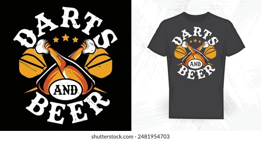 Darts And Beer Lover Funny Vintage Beer T-shirt Design