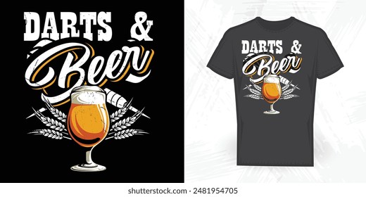 Darts And Beer Lover Funny Vintage Beer T-shirt Design