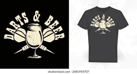 Darts And Beer Lover Funny Vintage Beer T-shirt Design