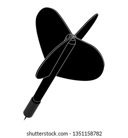 Darts. Black icon. Vector illustration isolated on white background