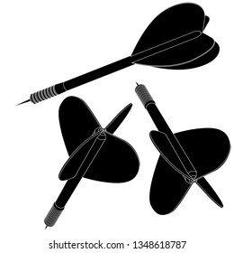 Darts. Black icons. Vector illustration isolated on white background