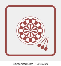 Darts board and darts arrows.