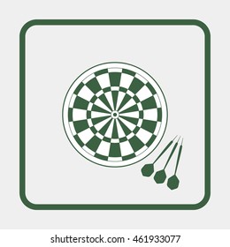 Darts board and darts arrows.